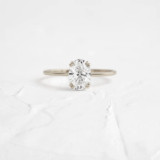Double Prong Set Oval Cut Moissanite Engagement Ring  customdiamjewel 10KT White Gold VVS-EF