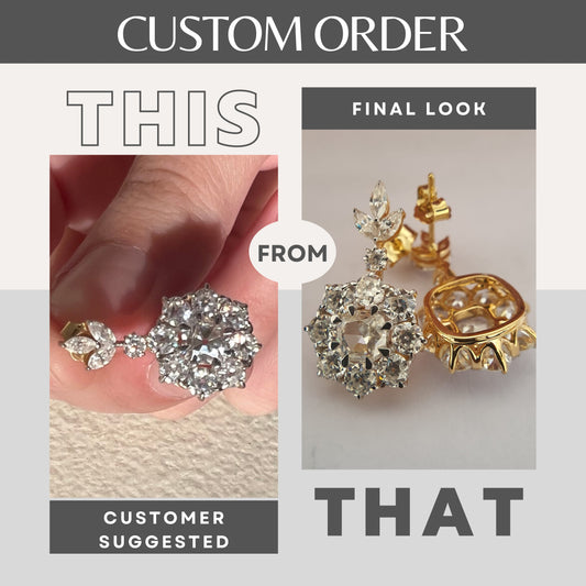 Cluster Round Crushed ice and Old Mine Cut Moissanite Earrings  customdiamjewel   