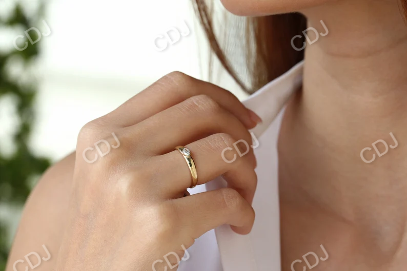 0.15CTW Bezel Setting Marquise Lab Grown Diamond Solitaire Ring  customdiamjewel   