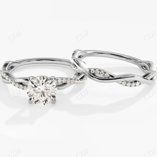 1.22CTW Half Eternity Twist Moissanite Engagement Ring Set  customdiamjewel 10KT White Gold VVS-EF