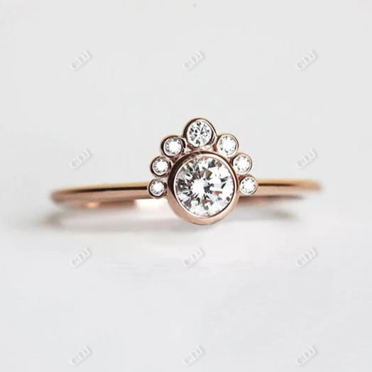 0.3CT Round Bezel Set Moissanite Cluster Diamond Ring  customdiamjewel 10KT Rose Gold VVS-EF