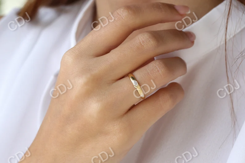0.15CTW Bezel Setting Marquise Lab Grown Diamond Solitaire Ring  customdiamjewel   