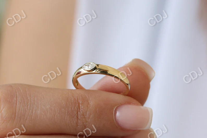 0.15CTW Bezel Setting Marquise Lab Grown Diamond Solitaire Ring  customdiamjewel   