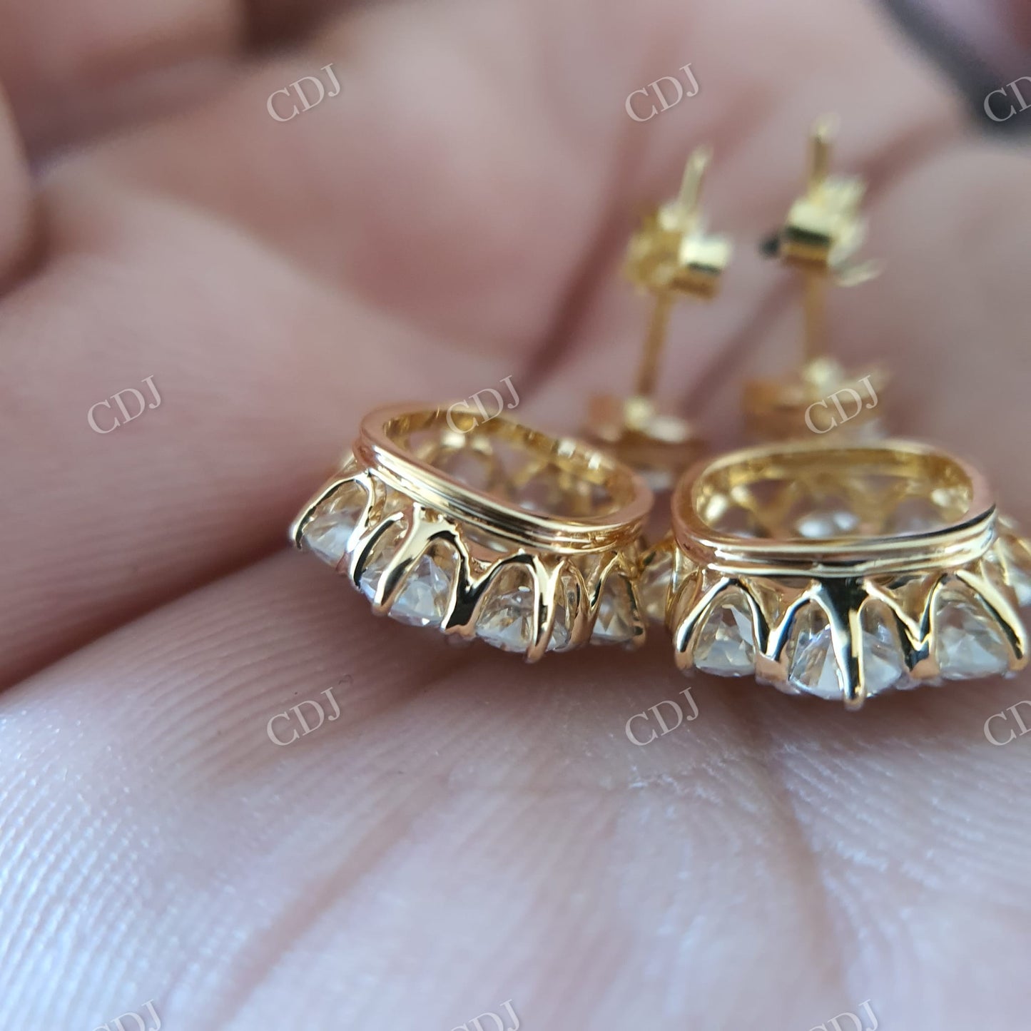 Cluster Round Crushed ice and Old Mine Cut Moissanite Earrings  customdiamjewel   