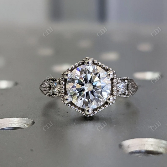 1.5CT Vintage Moissanite Art deco wedding ring  customdiamjewel 10KT White Gold VVS-EF