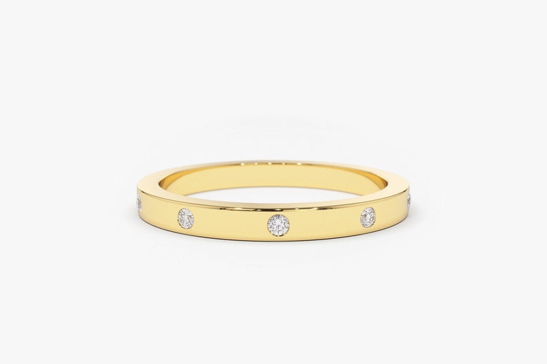 0.12CTW Natural Diamond Minimalist Wide Wedding Band  customdiamjewel 10KT Yellow Gold VVS-EF