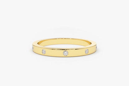 0.12CTW Natural Diamond Minimalist Wide Wedding Band  customdiamjewel 10KT Yellow Gold VVS-EF