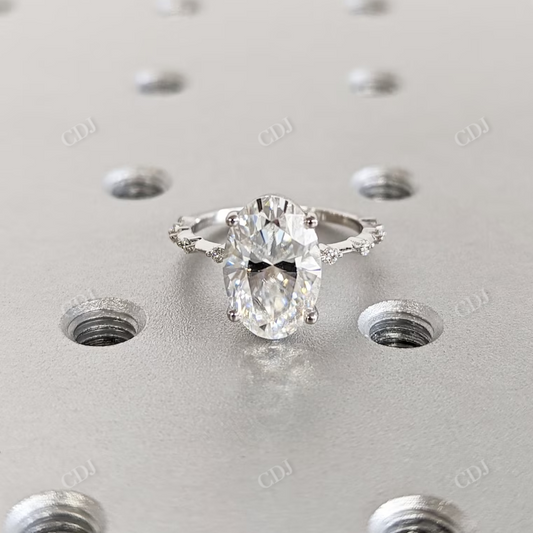 3CT Oval Moissanite Wedding Ring Anniversary Simple Promise Ring  customdiamjewel 10 KT White Gold VVS-EF