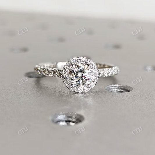 Round Cut Cathedral Colorless Moissanite Engagement Ring  customdiamjewel 10 KT White Gold VVS-EF