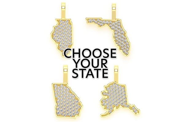 0.20CTW Choose Your State Map Pendant  customdiamjewel   