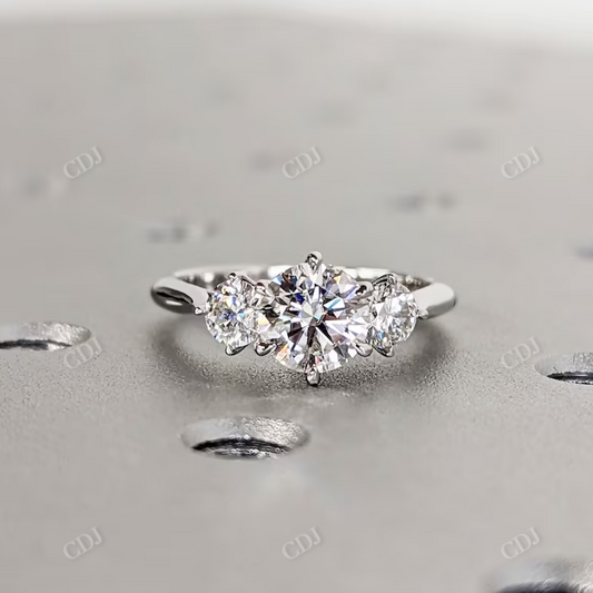 Antique 3 Stone Moissanite Bridal Wedding Ring  customdiamjewel 10 KT White Gold VVS-EF