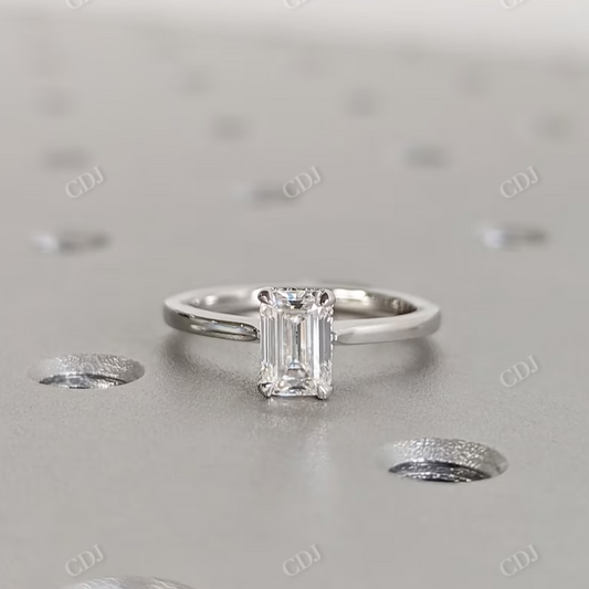 Handmade Custom Emerald Cut Moissanite Engagement Ring  customdiamjewel 10 KT White Gold VVS-EF