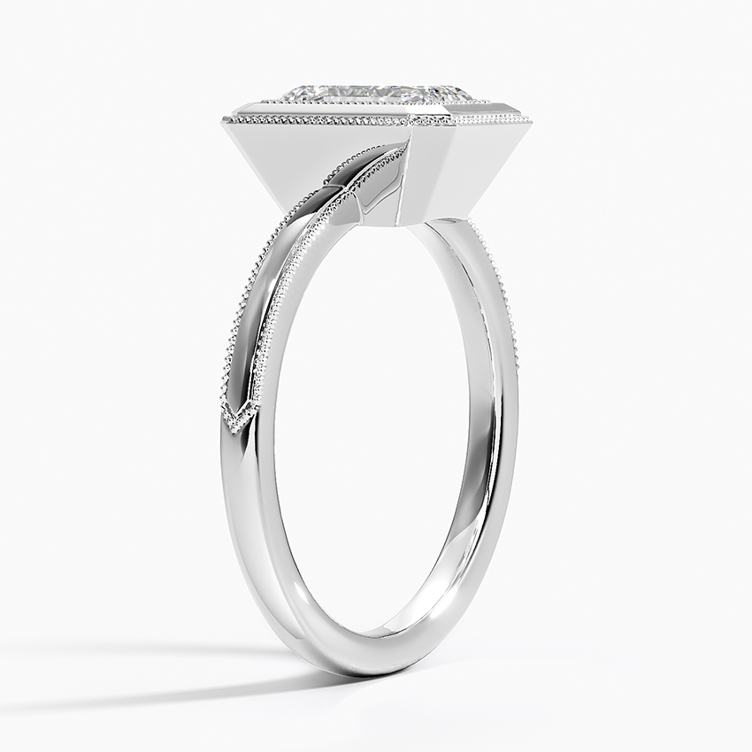 2 CT Lab Grown Diamond Bezel Milgrain Engagement Ring  customdiamjewel Sterling Silver White Gold VVS-EF