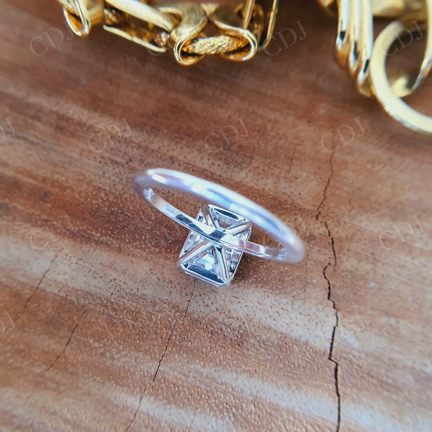 3.00CT Emerald Cut Solitaire Moissanite Engagement Ring
