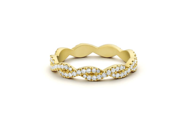 0.55CTW Natural Diamond Infinity Twisted Wedding Band  customdiamjewel 10KT Yellow Gold VVS-EF