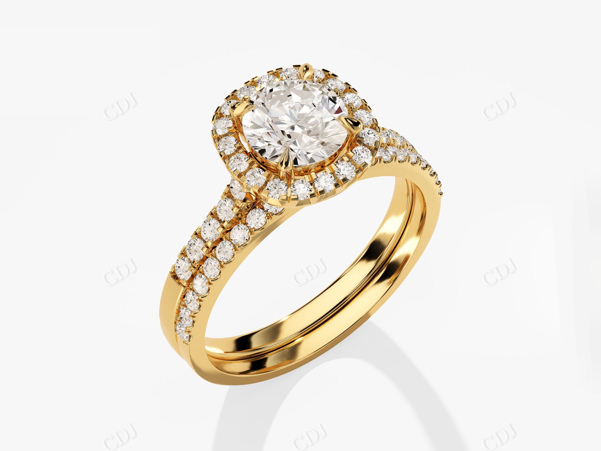 Cushion Halo Moissanite 2 PCS Bridal Ring Set  customdiamjewel   