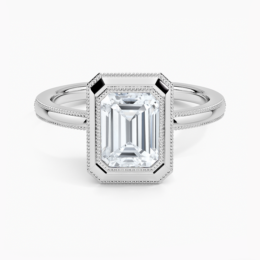 2 CT Lab Grown Diamond Bezel Milgrain Engagement Ring  customdiamjewel   