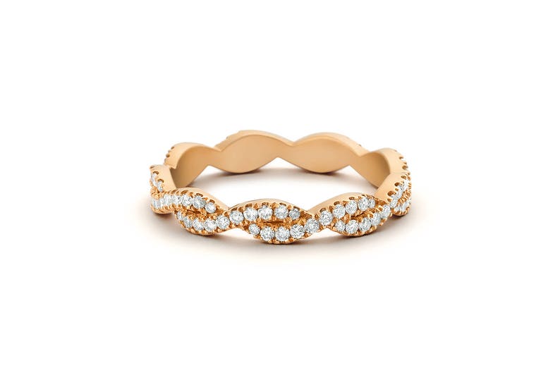 0.55CTW Natural Diamond Infinity Twisted Wedding Band  customdiamjewel 10KT Rose Gold VVS-EF