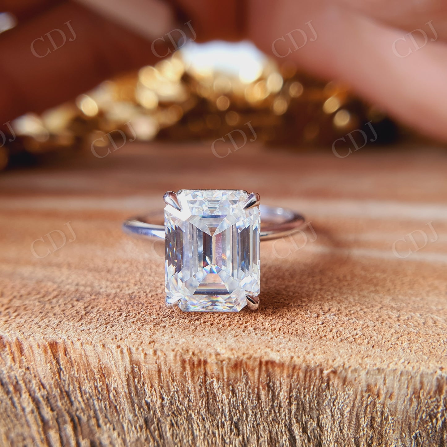 3.00CT Emerald Cut Solitaire Moissanite Engagement Ring