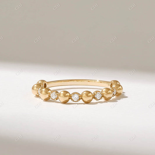 0.21CTW Earth Mine Diamond Bold Beaded Ring  customdiamjewel 10KT Yellow Gold VVS-EF