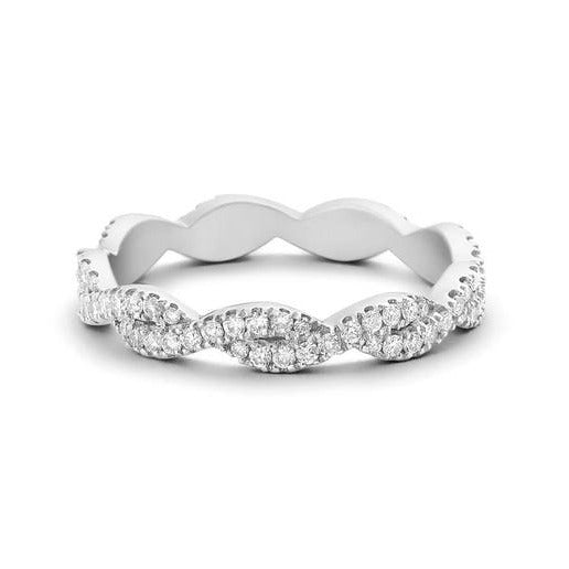0.55CTW Natural Diamond Infinity Twisted Wedding Band  customdiamjewel 10KT White Gold VVS-EF