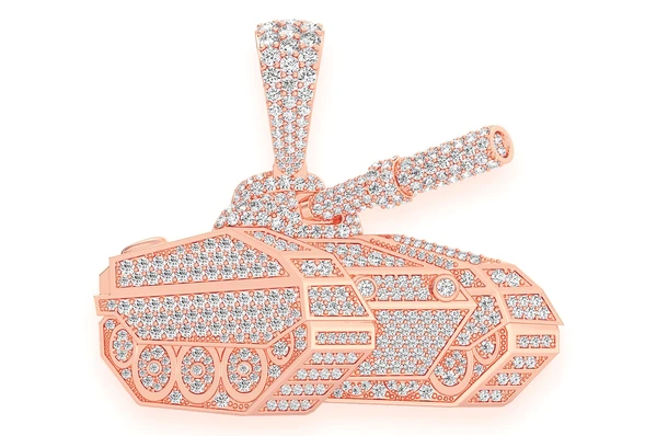 4.25CTW Large Armored Combat Tank Pendant  customdiamjewel   