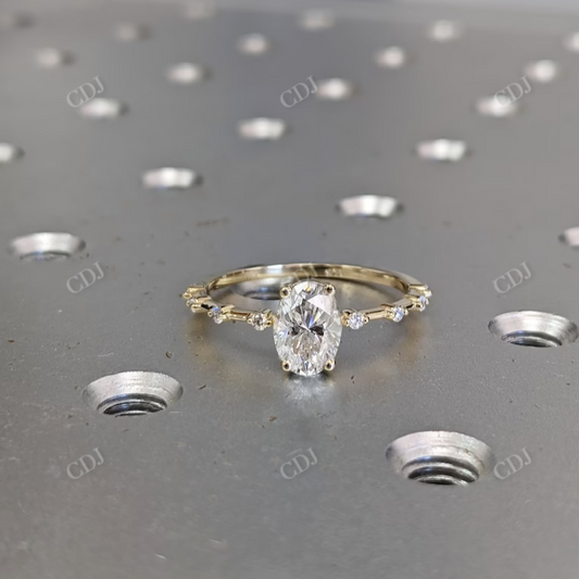 Dainty 1.50CT Oval Cut Moissanite Engagement Ring  customdiamjewel 10 KT Yellow Gold VVS-EF