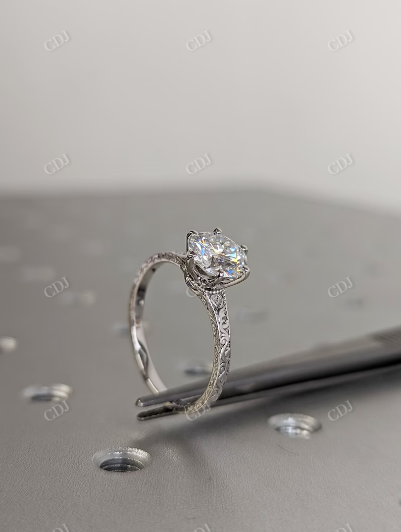 Vintage Miligrain Moissanite Engagement Ring Set  customdiamjewel   