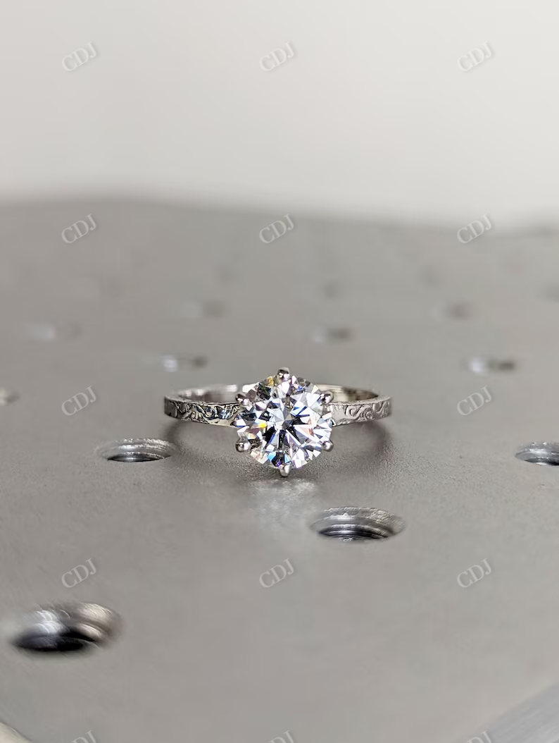Vintage Miligrain Moissanite Engagement Ring Set  customdiamjewel   