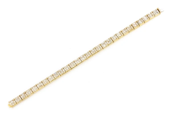 Trendy Baguette & Round Diamond Edge Link Bracelet  customdiamjewel   