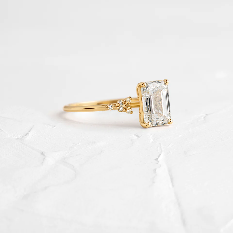 Lighthouse Emerald Cut Moissanite Cluster Ring  customdiamjewel   