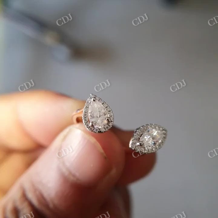Pear Marquise Moissanite Cuff Style Engagement Ring  customdiamjewel   