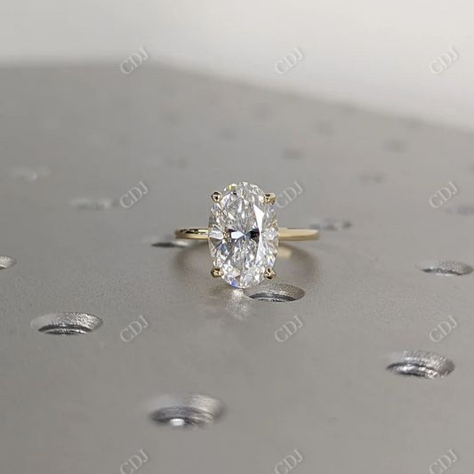 3.0CT Oval Cut Moissanite Halo Set Solitaire Ring  customdiamjewel 10KT Yellow Gold VVS-EF