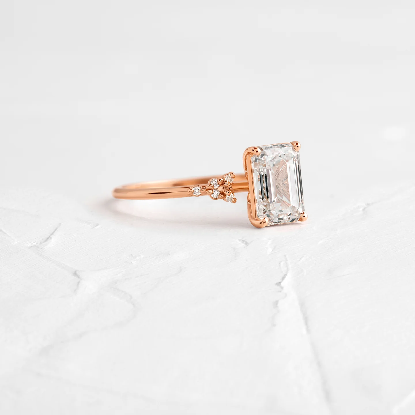 Lighthouse Emerald Cut Moissanite Cluster Ring  customdiamjewel   
