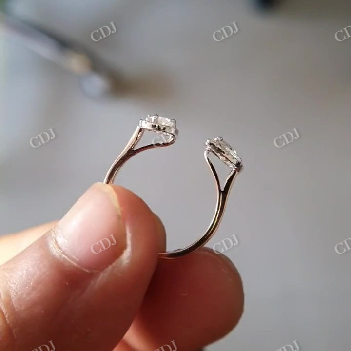 Pear Marquise Moissanite Cuff Style Engagement Ring  customdiamjewel   