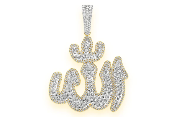 8.00CTW Large Double Layer Allah Diamond Pendant  customdiamjewel   