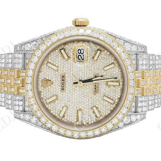 Hip Hop Two Tone Moissanite Wrist Watch customdiamjewel