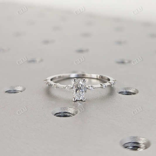 Dainty Oval Cut Moissanite Engagement Ring  customdiamjewel 10 KT White Gold VVS-EF