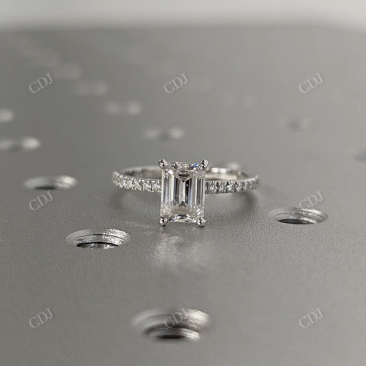 5*7mm Emerald Cut Moissanite Wedding Proposal Ring  customdiamjewel 10 KT White Gold VVS-EF