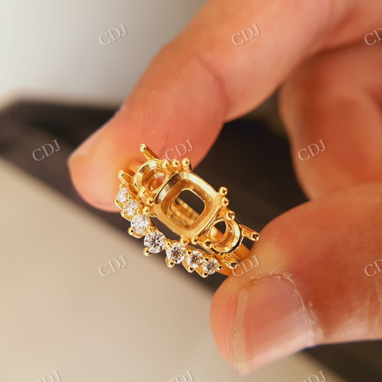 Semi Mount Ring With Curve Moissanite Wedding Band  customdiamjewel   