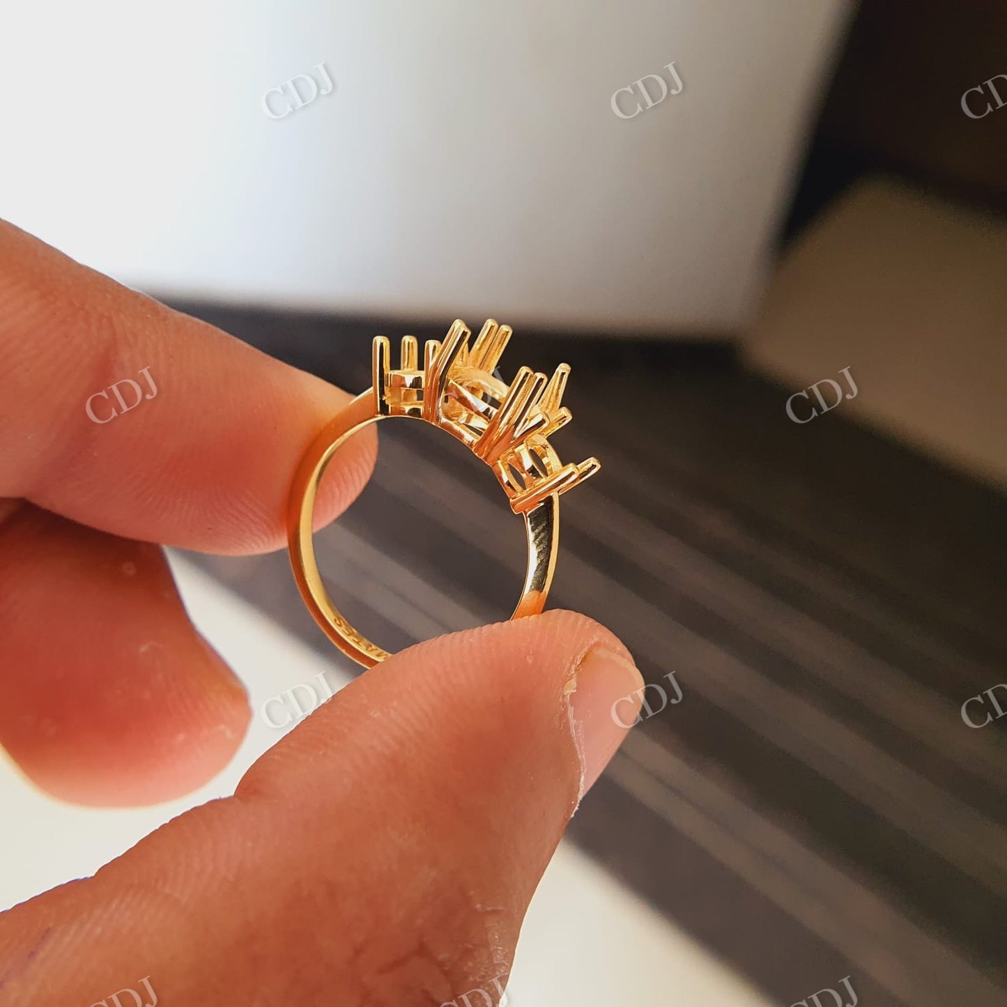 Semi Mount Ring With Curve Moissanite Wedding Band  customdiamjewel   