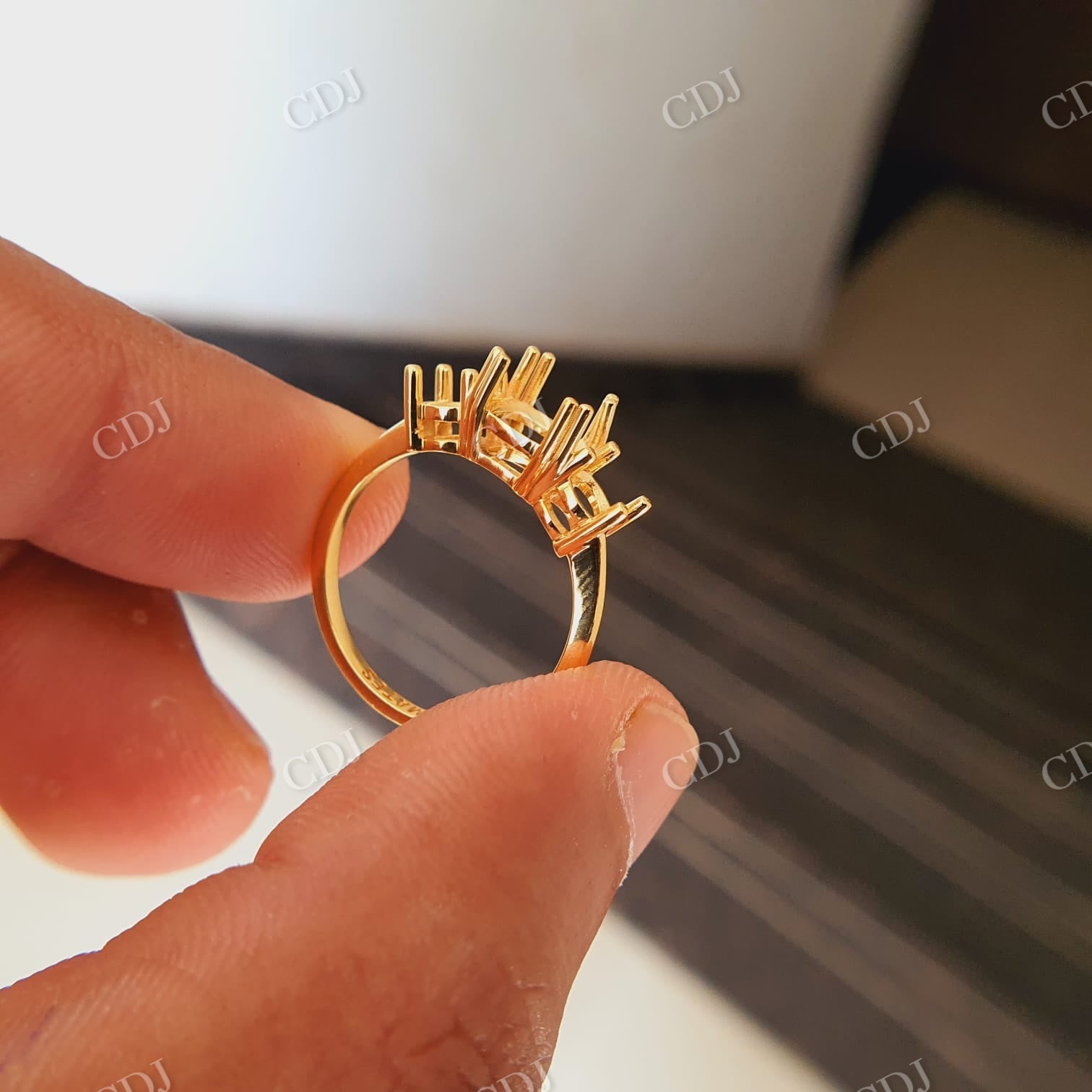 Semi Mount Ring With Curve Moissanite Wedding Band  customdiamjewel   