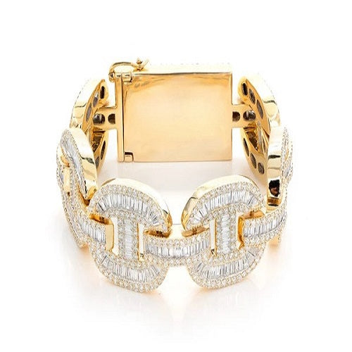 Gold Plated Baguette Diamond Link Bracelet  customdiamjewel   