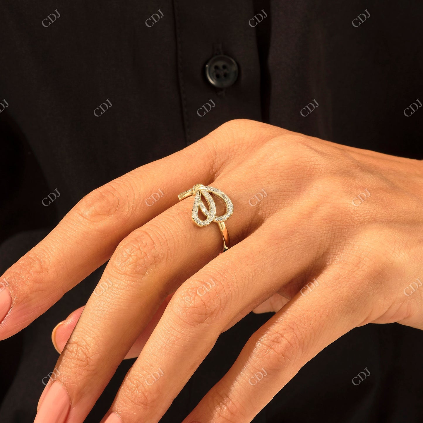 0.24CTW Round Lab Grown Diamond Bowknot Ring