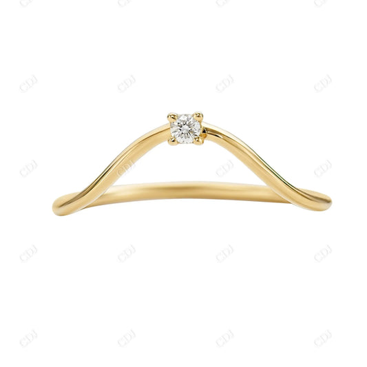 Curved 0.029CT Natural Diamond Wedding Band  customdiamjewel 10KT Yellow Gold VVS-EF