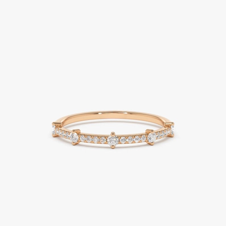 0.25CTW Round Cut Natural Diamond Stacking Wedding Band  customdiamjewel 10KT Rose Gold VVS-EF