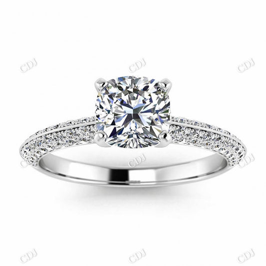 14K White Gold Cushion Cut Moissanite Clustere Engagement Ring  customdiamjewel 10KT White Gold VVS-EF