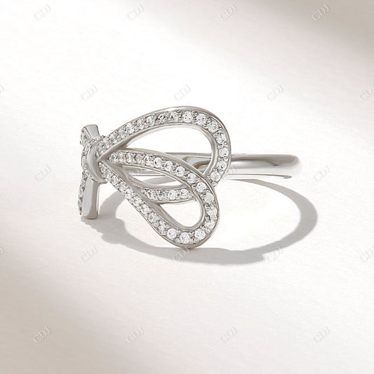 0.24CTW Round Natural Diamond Pave Bowknot Ring  customdiamjewel 10KT White Gold VVS-EF
