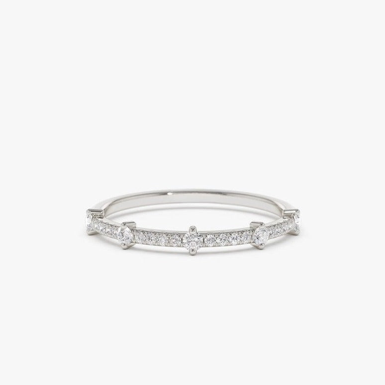 0.25CTW Round Cut Natural Diamond Stacking Wedding Band  customdiamjewel 10KT White Gold VVS-EF