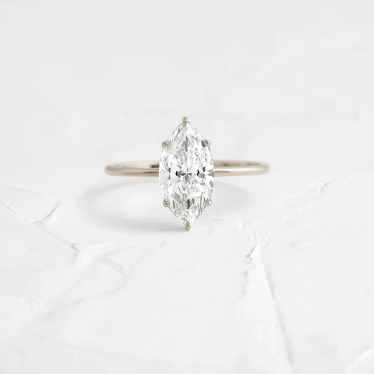 Dutch Marquise Cut Moissanite Single Stone Ring  customdiamjewel 10KT White Gold VVS-EF